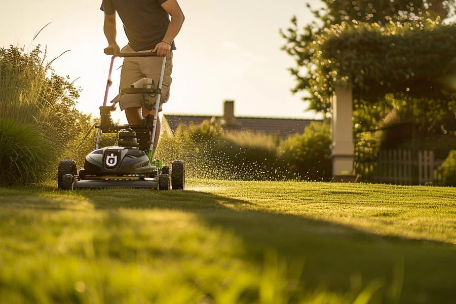 green electric lawn mower